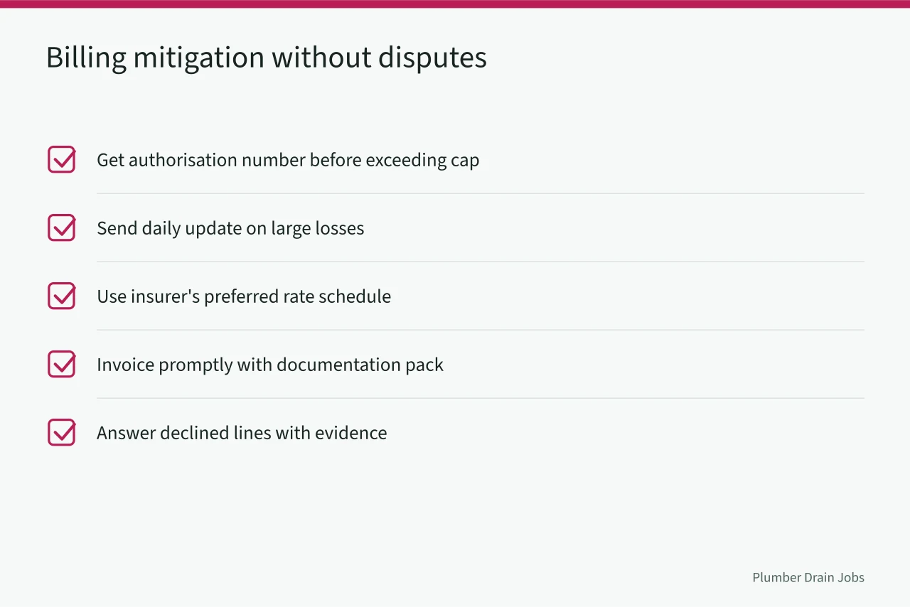 Checklist for billing emergency and mitigation work to insurers (Working with Canadian insurers after a sewer backup claim)